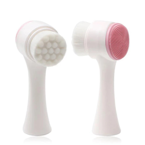 Double-Sided Face Cleansing Brush Pink