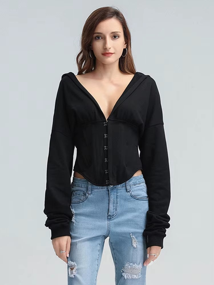 Long Sleeve Single Breasted Sweatshirt