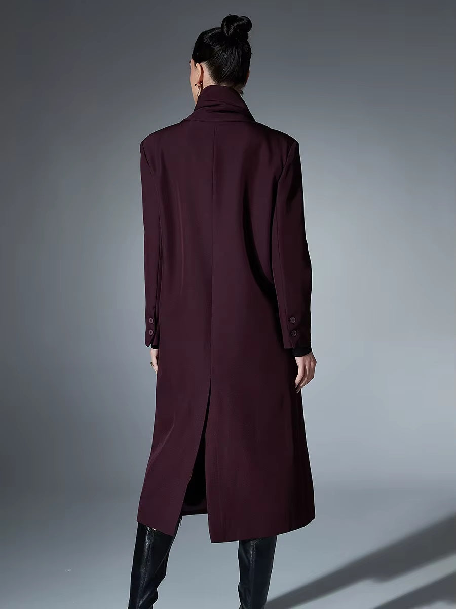 O Neck Long Sleeve Trench Coat