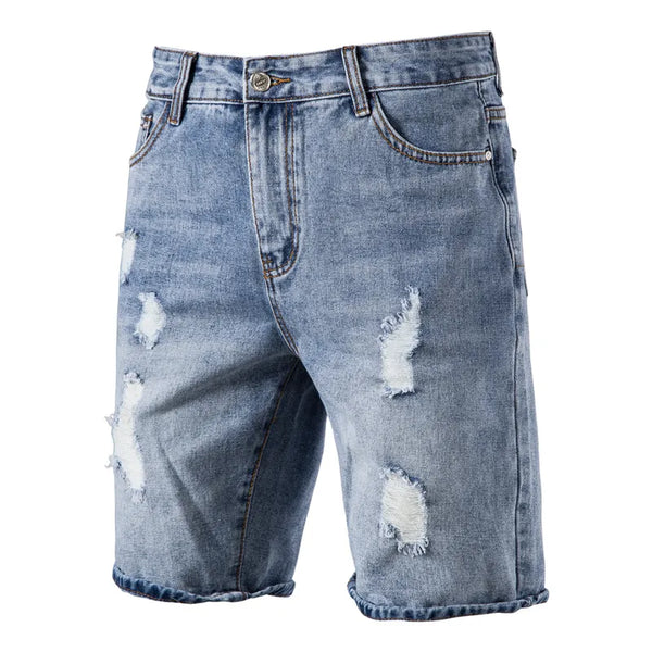 Cotton Jeans Casual Mid Waist Solid Color Denim Short