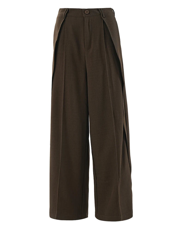 High Waist Pleated Shaped Wide Leg Trousers