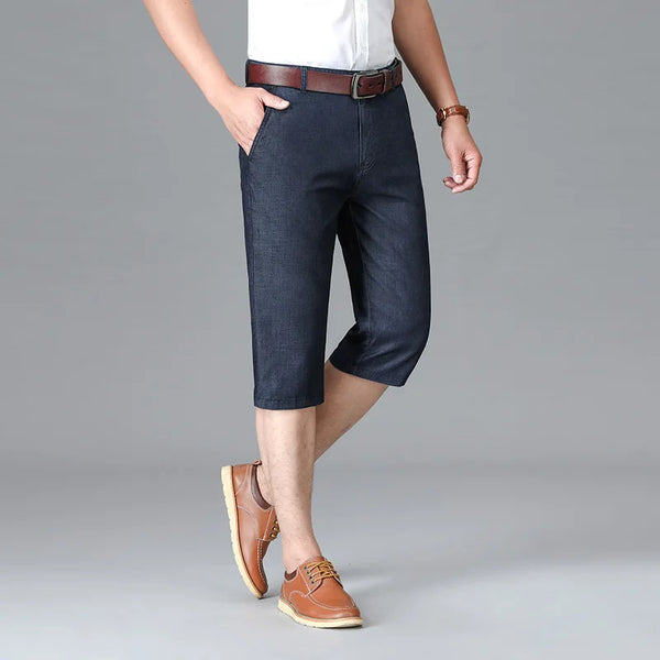 Fit Straight Thin Denim Shorts