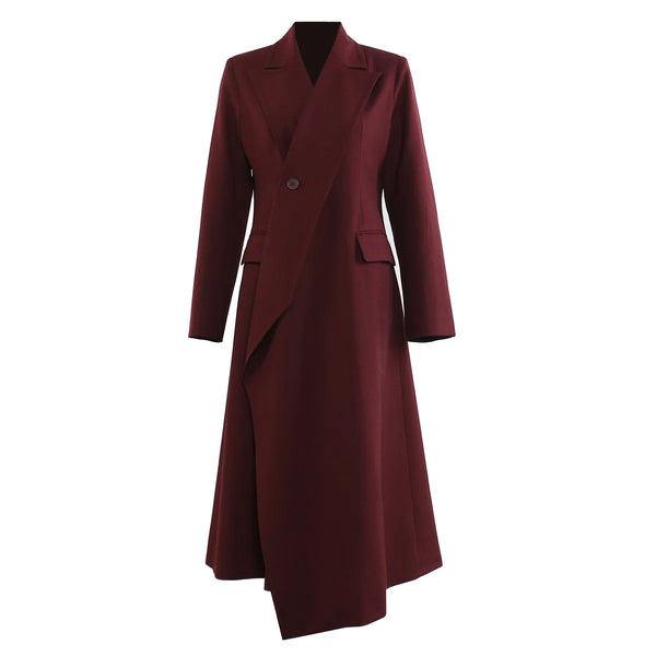 Long Sleeve Trench Coat In Burgundy