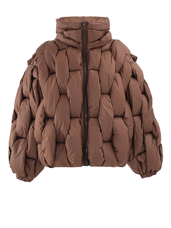 Oversized Funnel Neck Cotton-padded Jacket