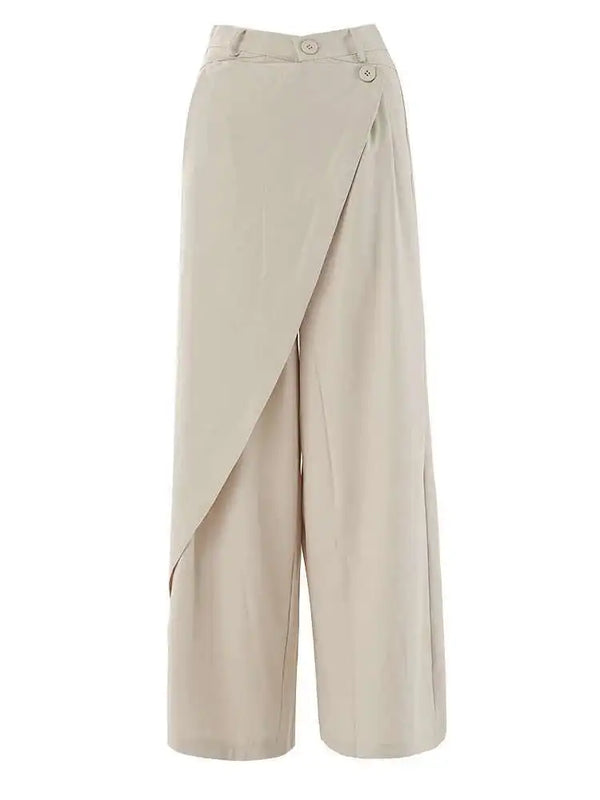 High Waist Irregular Long Wide Leg Trousers