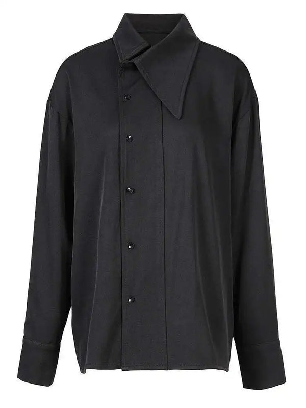 Irregular Long Sleeve Oversized Shirt In Black