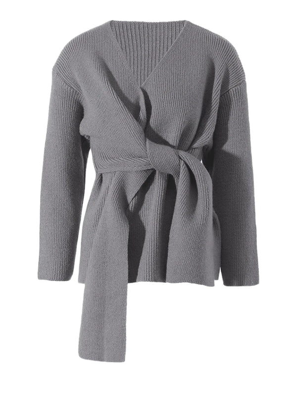 Tie Front Rib Knit Sweater