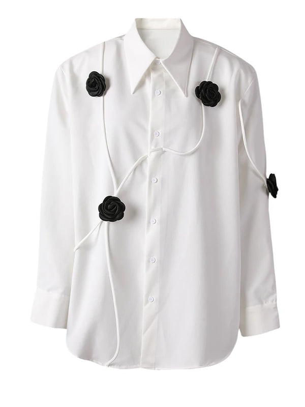 Flower String Oversized Long Sleeve Shirt