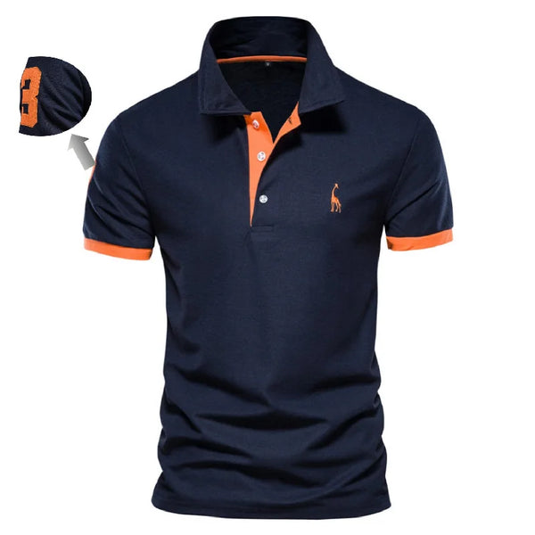 Knit Short Sleeve Polo Shirt With Embroidery