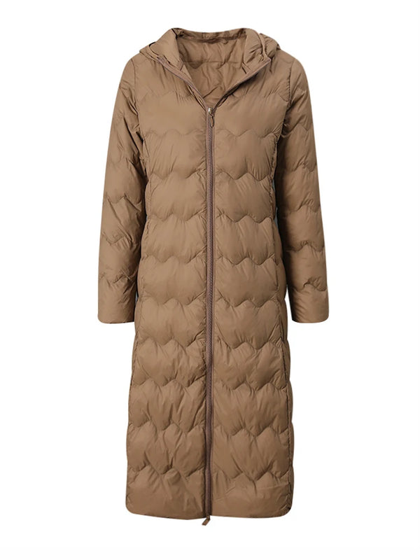 Oversized Hooded Down Parka Jacket in Brown