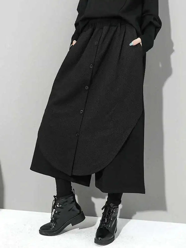 High Elastic Waist Wide Leg Trousers In Black