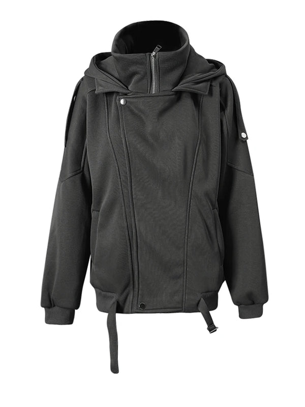 Oversized Zip Up Hoodie in Dark Gray