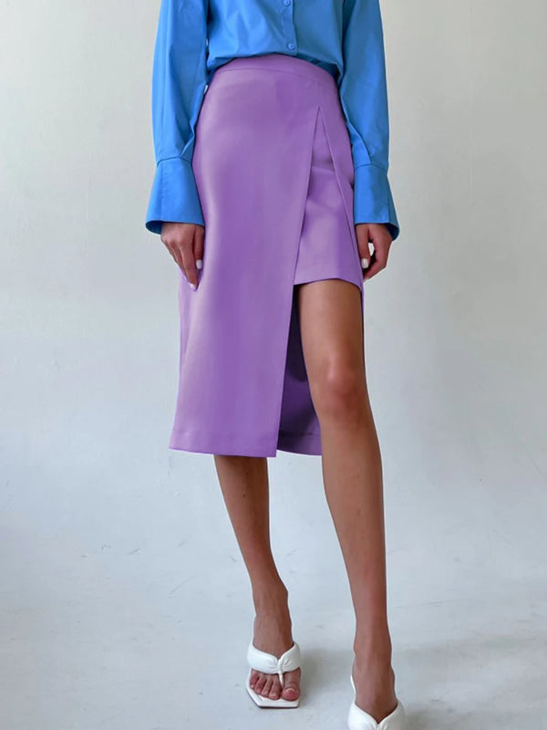 Elegant High Waist Mid-Calf Skirt
