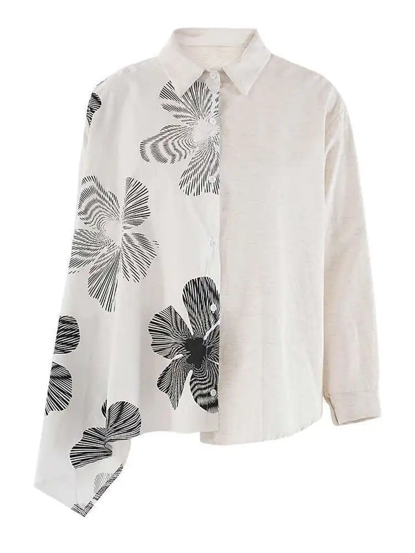 Floral Pattern Long Sleeve Oversized Shirt