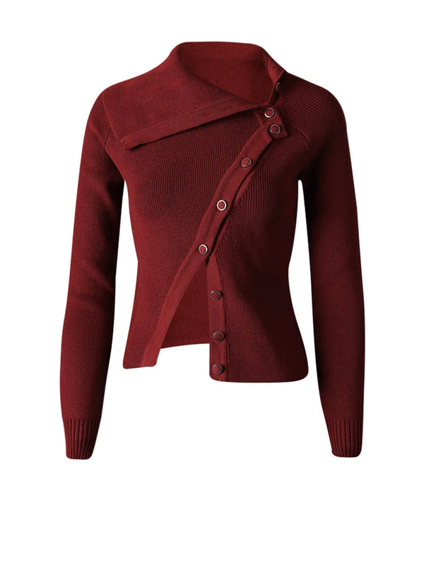 Knit Asymmetric Top in Wine