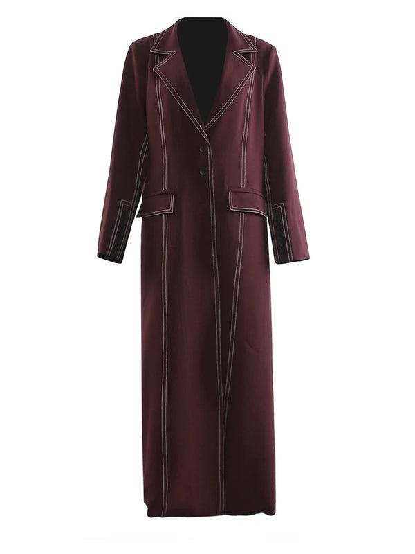 Oversized Maxi Blazer in Wine