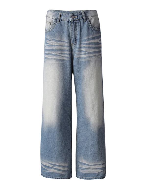 High Waisted Wide Leg Jeans in Light Mid Blue