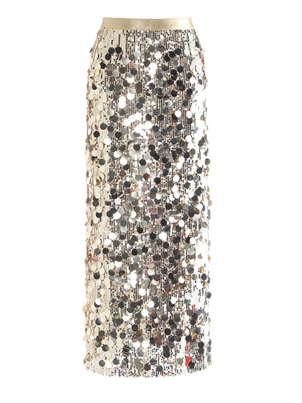 Mixed Sequin Midi Skirt