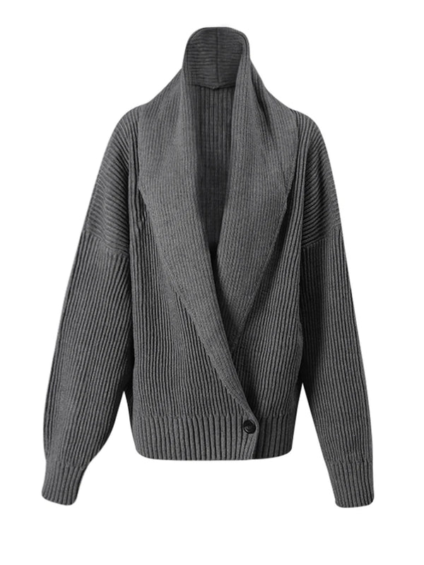 V-Neck Oversized Rib Knit Cardigan