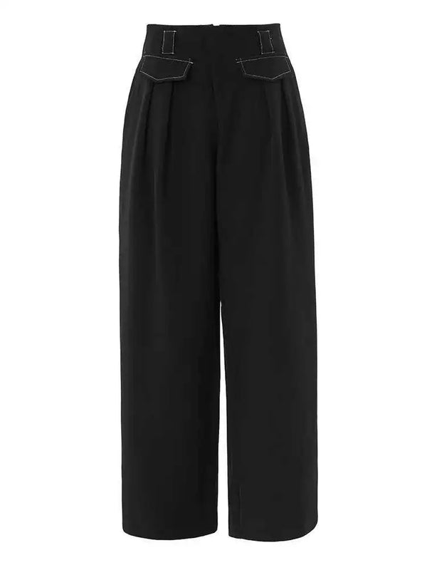 High Waist Wide Leg Trousers In Black