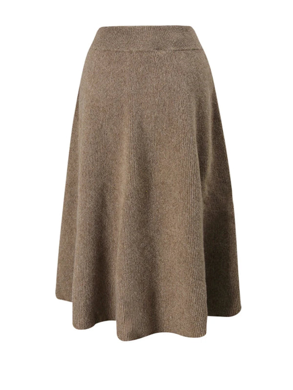 Knit Midi Skirt in Camel