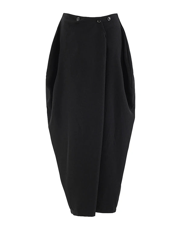Barrel Fit Midi Skirt in Black