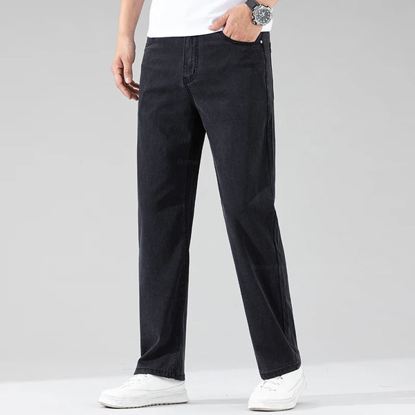 Loose Straight Fit Stretch Lyocell Jeans