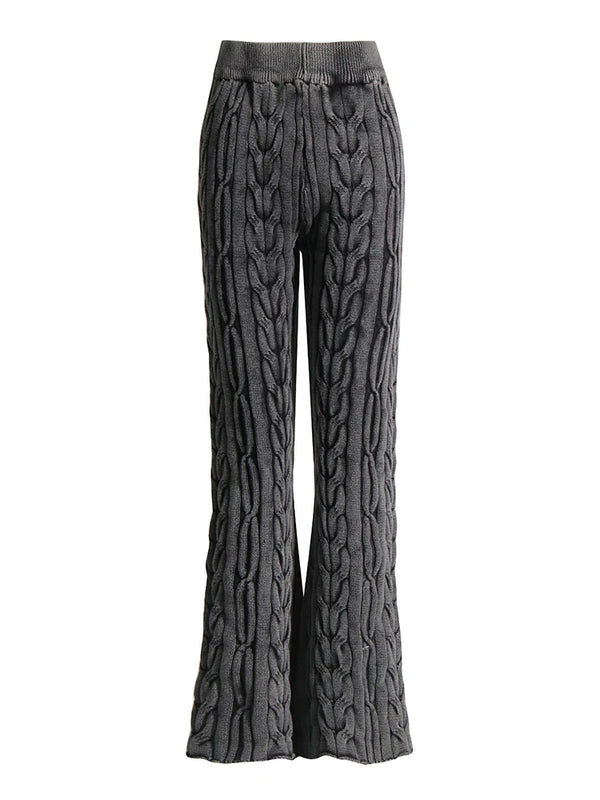 Cable Knit Flared Pants