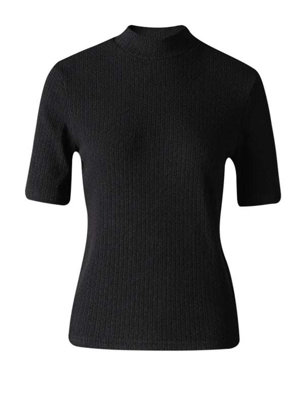 Turtleneck Short Sleeve Knitting Top