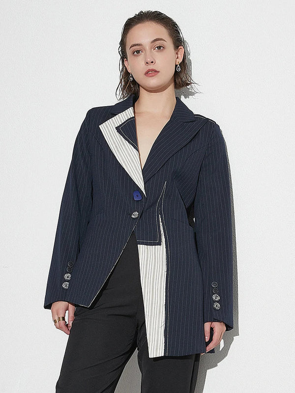 Notched Collar Long Sleeve Blazer