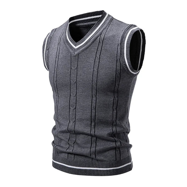 V-Neck Sleeveless Slim Fit Knitted Sweater Vest