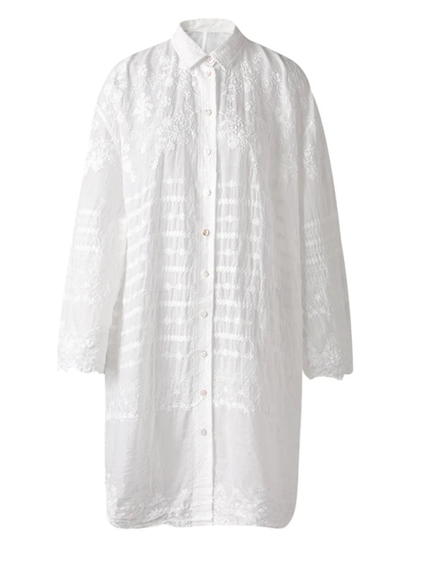 Big Size Long Blouse In White