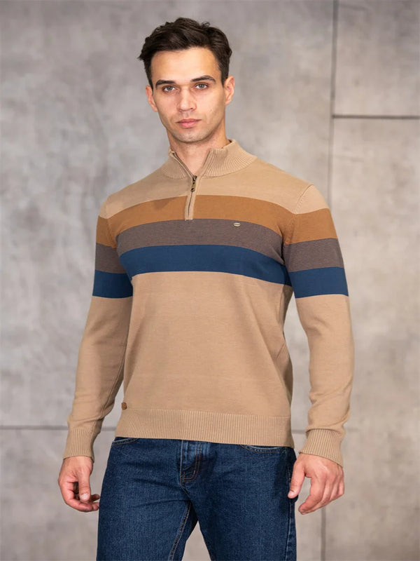 Cotton Half Zipper Pullover Warm Sweater