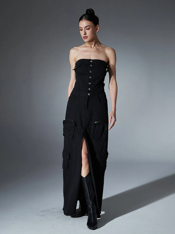 Strapless Maxi Dress In Black