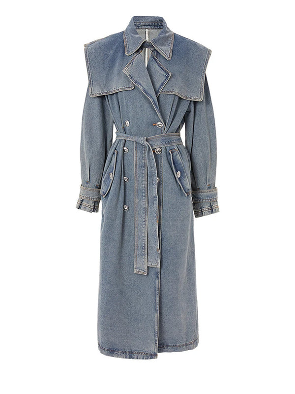 Denim Belted Trench Coat