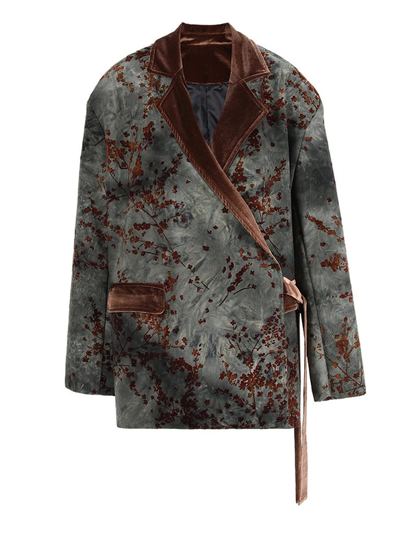 Flocking Tie Side Oversized Blazer