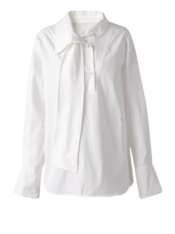 Tie Oversized Long Sleeve Shirt