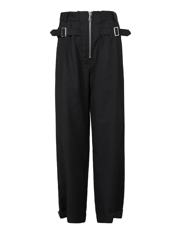 High Elastic Waist Wide Leg Pants in Black