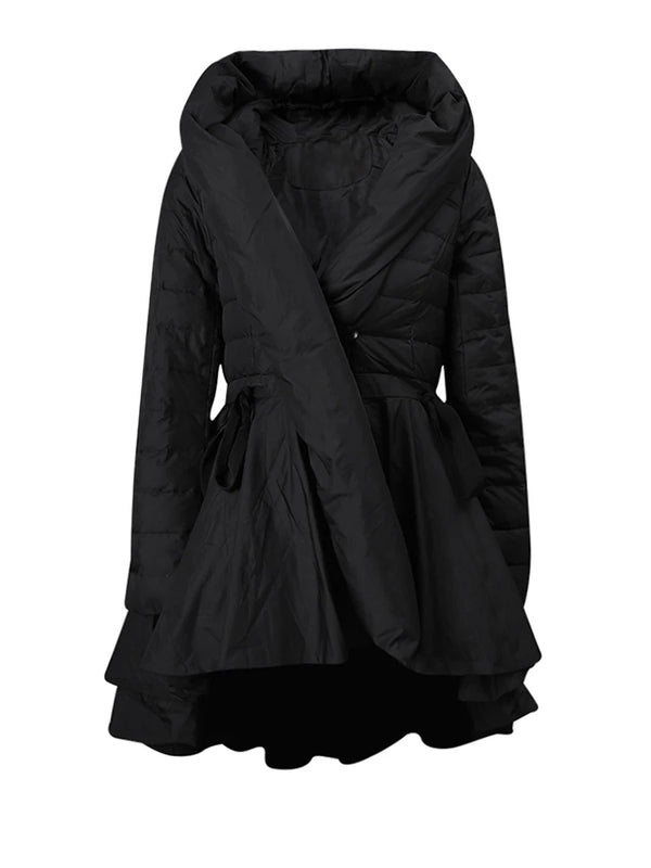 Down Hooded Parka Jacket in Black