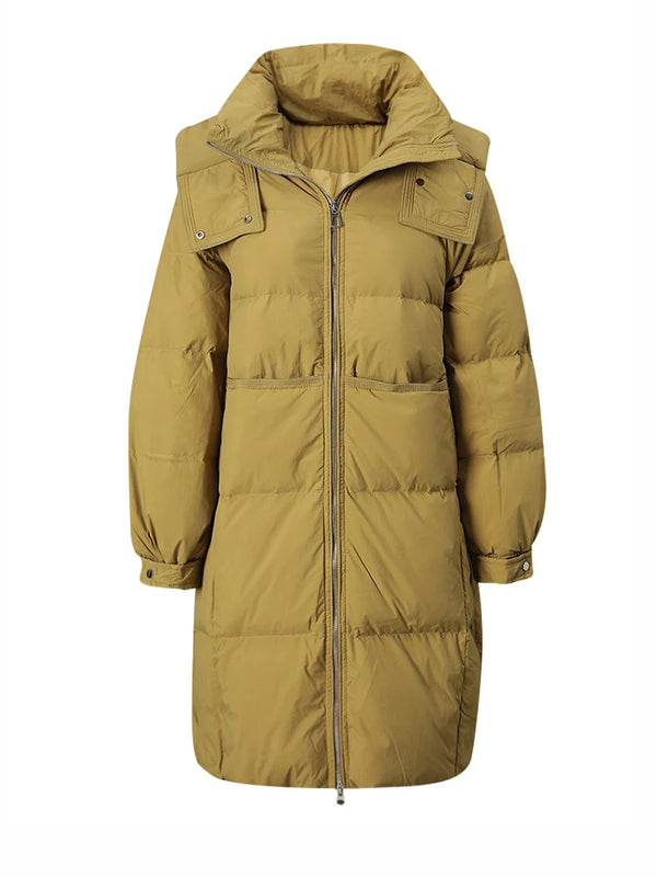 Oversized Hooded Down Parka Jacket in Khaki