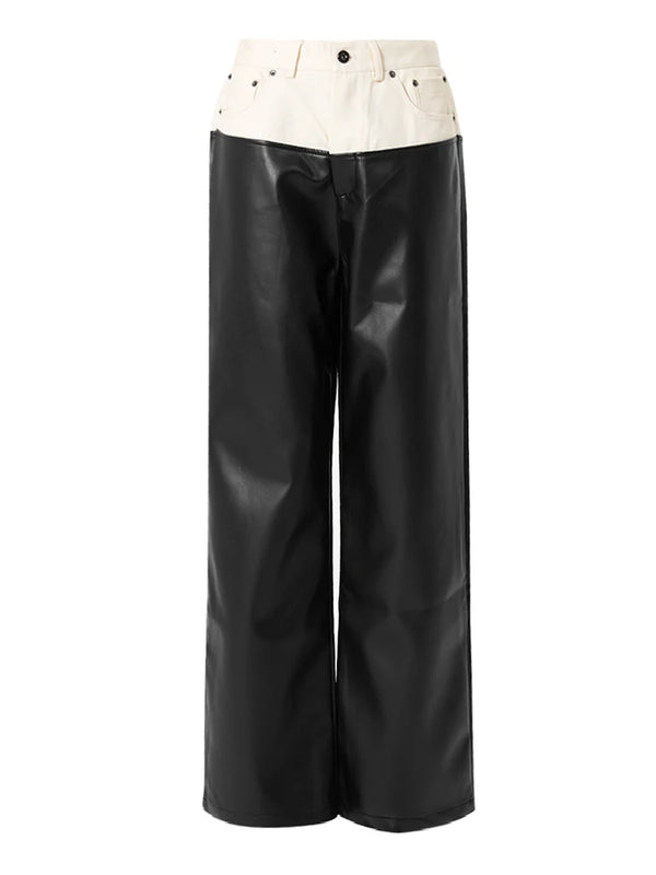 High Waist Pu Leather Wide Leg Pants