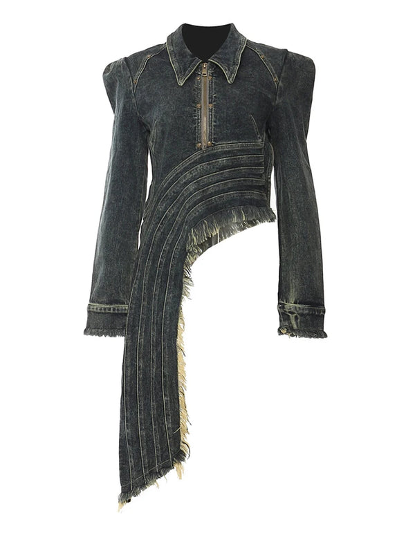 Denim Asymmetric Hem Jacket