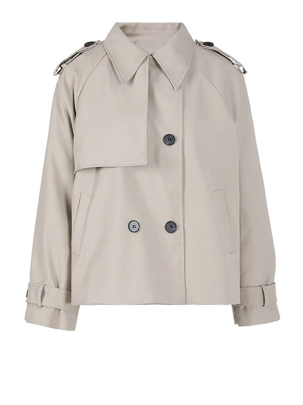 Oversized Windbreaker Short Trench Coat in Gray