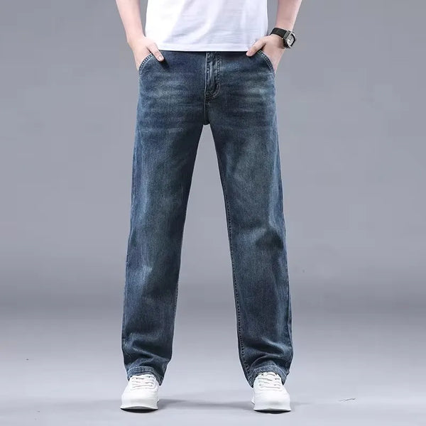 Loose Fit Straight Stretch Jeans
