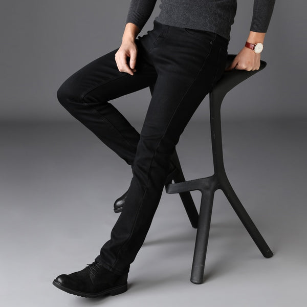 Classic Style Slim-fit Stretch Black Jeans