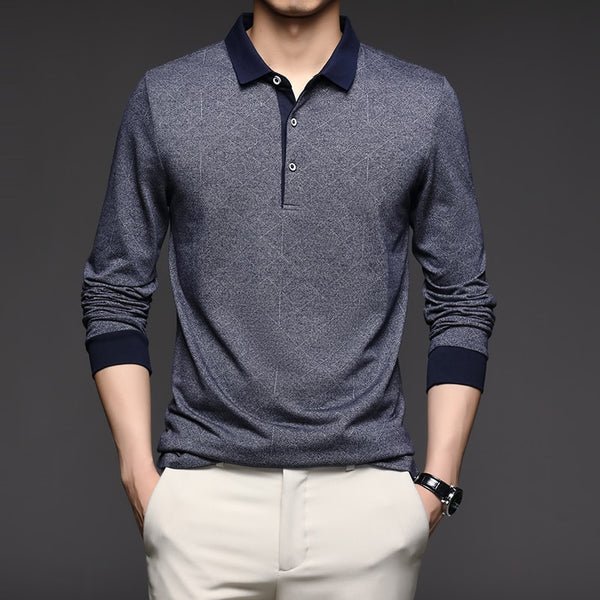 Solid Color Casual Long Sleeve Polo Shirt