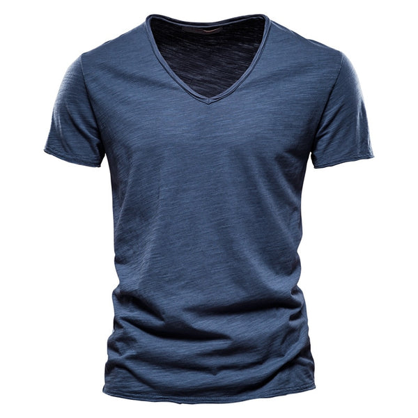 Cotton V-neck Short Sleeve T-Shirt