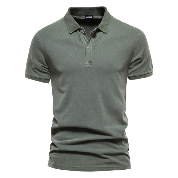 Cotton Solid Color Casual Short Sleeve Polo Shirt