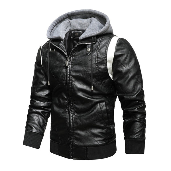 Embroidered Slim Fit Leather Jacket