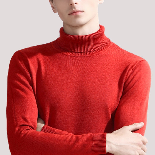 Turtleneck Slim Fit Solid Color Warm Sweater